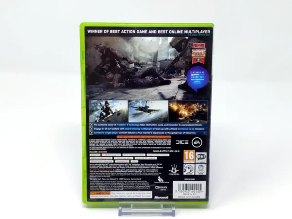 Parte trasera de Battlefield 3 (UK) para XBOX 360, edición PAL UK