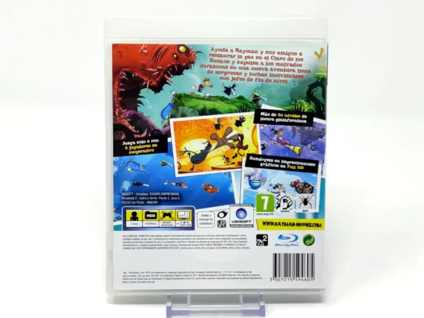 Parte trasera de Rayman Origins (ESP) para PlayStation 3, edición PAL España