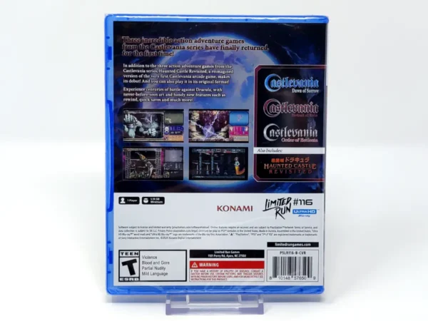 Parte trasera de Castlevania: Dominus Collection - Portrait (USA) (Limited Run) (Precintado) para PlayStation 5, edición NTSC USA