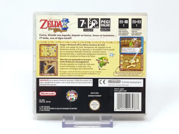 Parte trasera de The Legend of Zelda: Phantom Hourglass (ESP) para Nintendo DS, edición PAL España