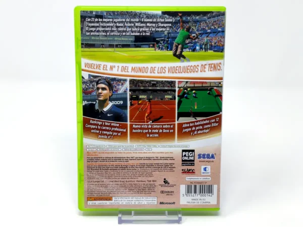Parte trasera de Virtua Tennis 2009 (ESP) para XBOX 360, edición PAL España