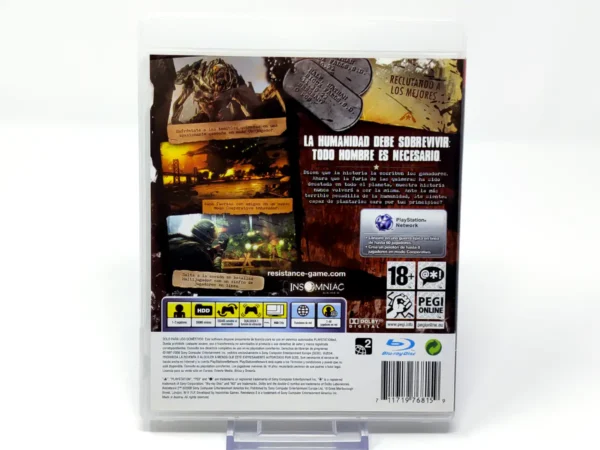 Parte trasera de Resistance 2 (ESP) para PlayStation 3, edición PAL España