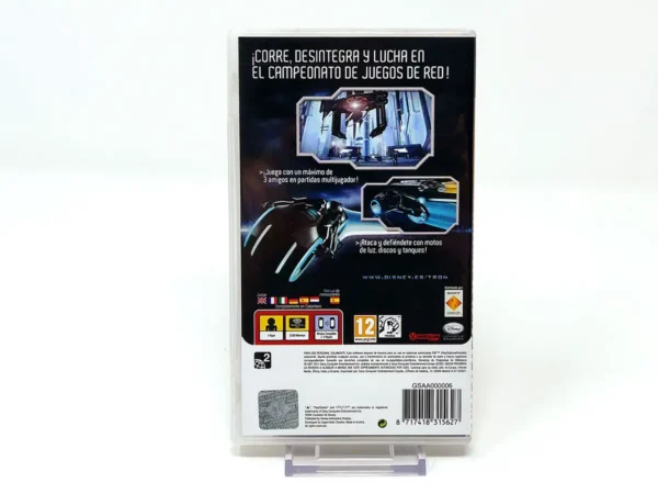Parte trasera de TRON: Evolution (ESP) (Essentials) para PSP, edición PAL España