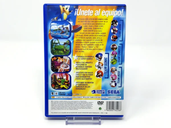 Parte trasera de Sonic Heroes (ESP) para PlayStation 2, edición PAL España