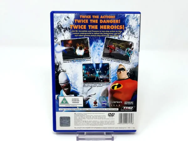 Parte trasera de The Incredibles: Rise of the Underminer (UK) para PlayStation 2, edición PAL UK
