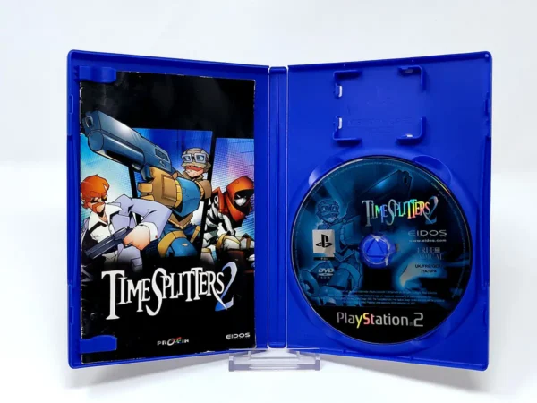 Interior del juego TimeSplitters 2 (ESP) para PlayStation 2 con disco y manual