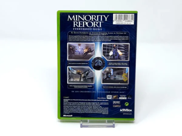 Parte trasera de Minority Report: Everybody Runs (ESP) para XBOX, edición PAL España
