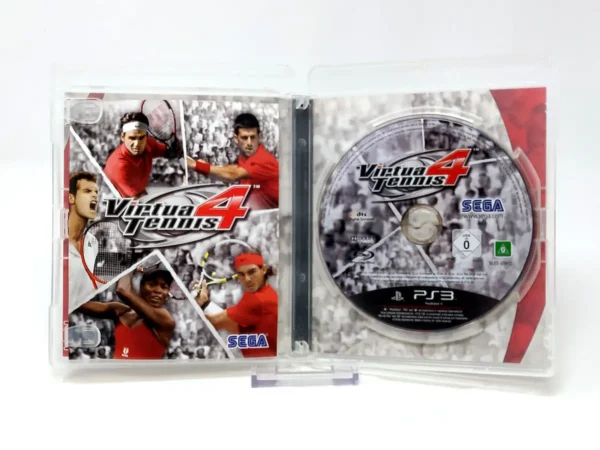 Interior del juego Virtua Tennis 4 (ESP) (v1) para PlayStation 3 con disco y manual