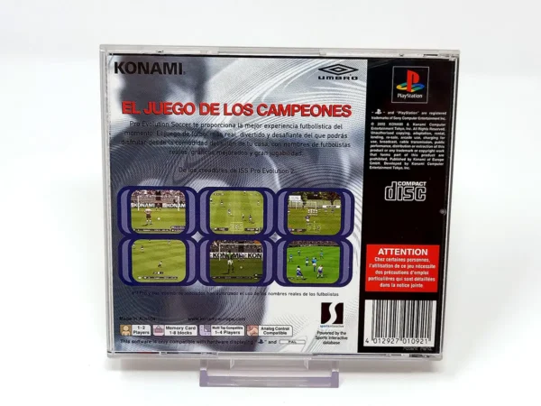 Parte trasera de Pro Evolution Soccer (ESP) para PlayStation 1, edición PAL España