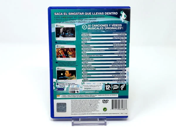 Parte trasera de SingStar Pop Hits: 40 Principales (ESP) para PlayStation 2, edición PAL España