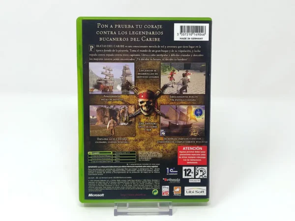 Parte trasera de Piratas del Caribe (ESP) para XBOX, edición PAL España