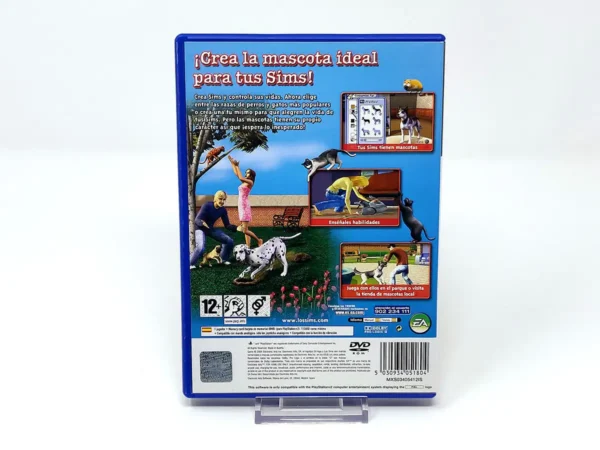 Parte trasera de Los Sims 2: Mascotas (ESP) para PlayStation 2, edición PAL España