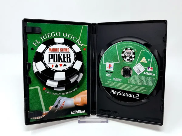 Interior del juego World Series of Poker (ESP) para PlayStation 2 con disco y manual