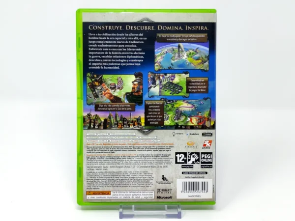 Parte trasera de Sid Meier's Civilization Revolution (ESP) para XBOX 360, edición PAL España
