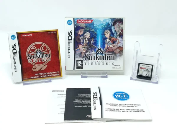 Interior del juego Suikoden: Tierkreis (ESP) para Nintendo DS con disco y manual