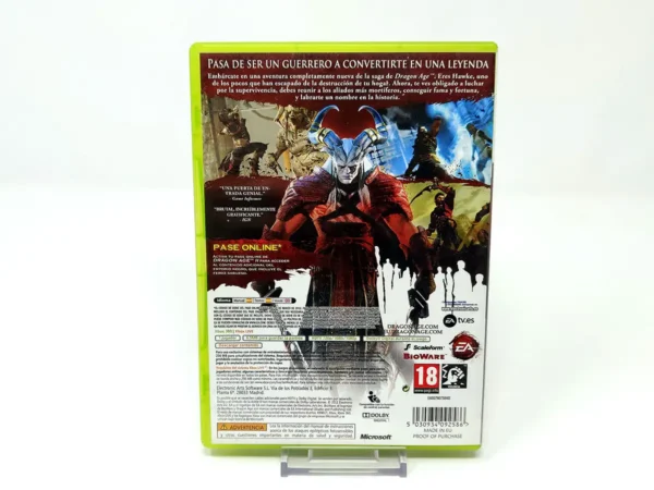 Parte trasera de Dragon Age II (ESP) para XBOX 360, edición PAL España