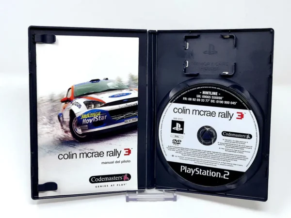 Interior del juego Colin McRae Rally 3 (ESP) para PlayStation 2 con disco y manual