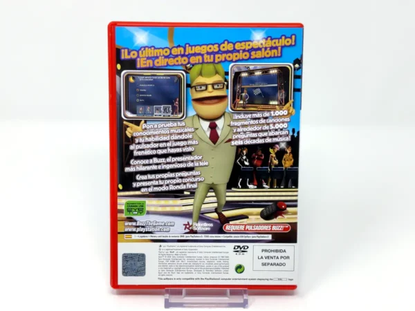 Parte trasera de Buzz! El Gran Concurso Musical (ESP) (v1) para PlayStation 2, edición PAL España