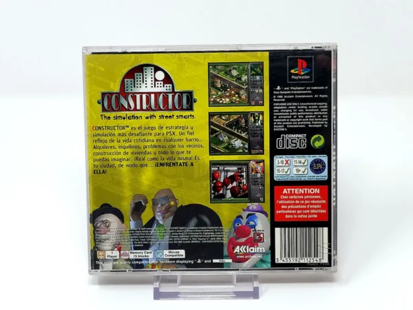 Parte trasera de Constructor (ESP) para PlayStation 1, edición PAL España