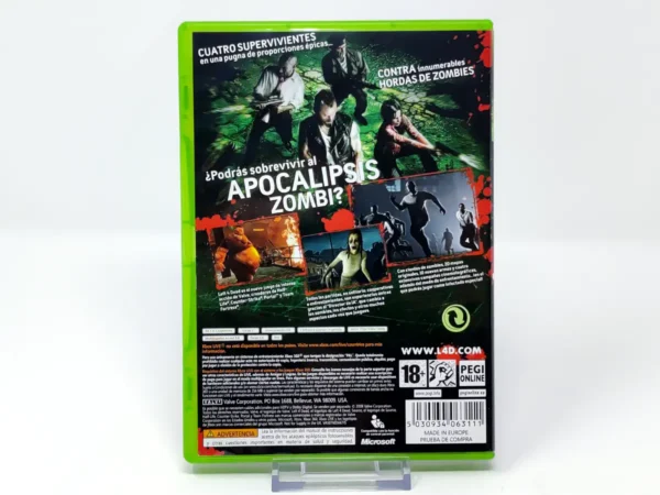 Parte trasera de Left 4 Dead (ESP) para XBOX 360, edición PAL España
