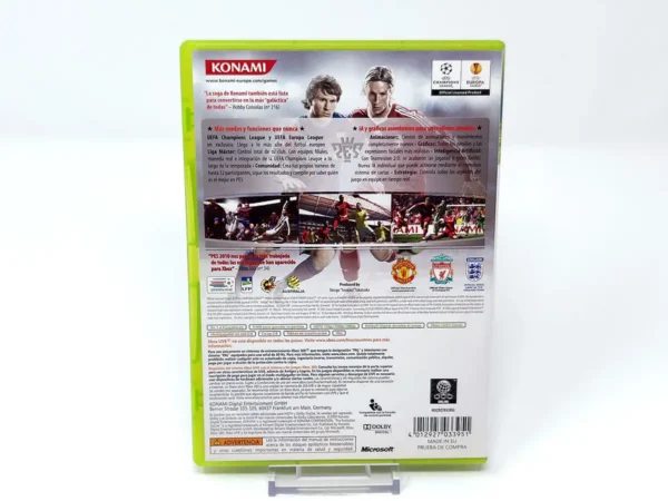 Parte trasera de PES 2010: Pro Evolution Soccer (ESP) para XBOX 360, edición PAL España