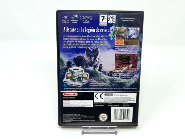 Parte trasera de Final Fantasy Crystal Chronicles (ESP) para Nintendo GameCube, edición PAL España