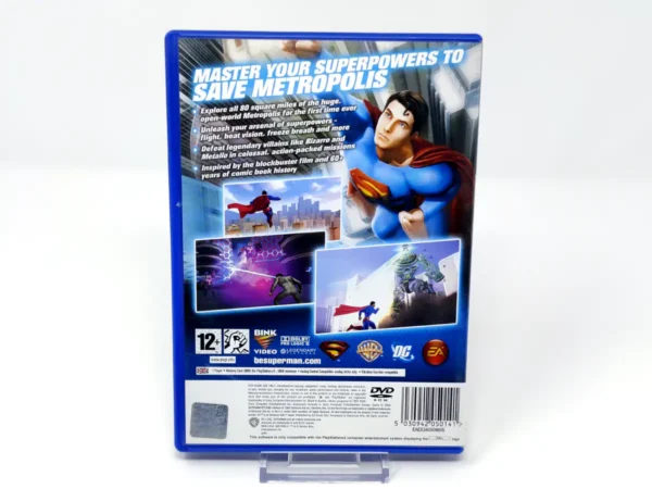 Parte trasera de Superman Returns (UK) para PlayStation 2, edición PAL UK