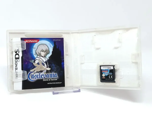 Interior del juego Castlevania: Dawn of Sorrow (ESP) para Nintendo DS con disco y manual