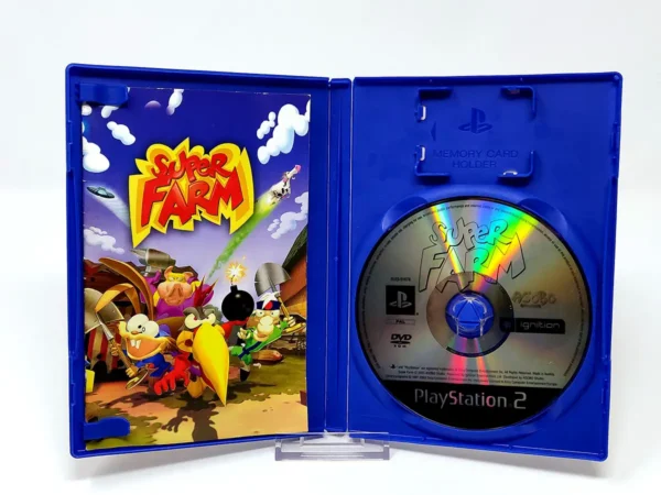 Interior del juego Super Farm (ITA) para PlayStation 2 con disco y manual