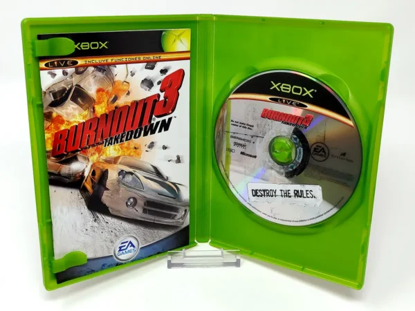Interior del juego Burnout 3: Takedown (ESP) para XBOX con disco y manual