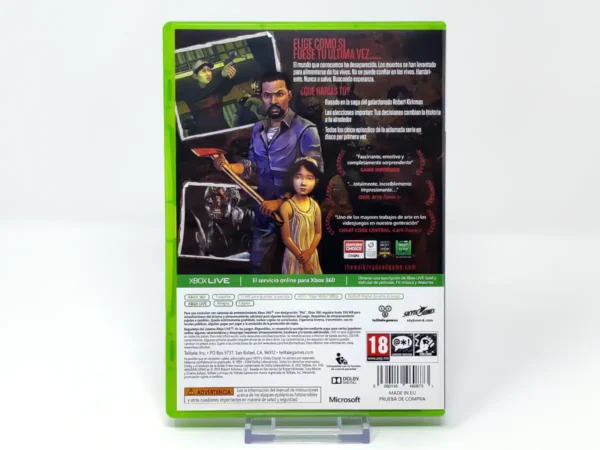 Parte trasera de The Walking Dead: A Telltale Games Series (ESP) para XBOX 360, edición PAL España