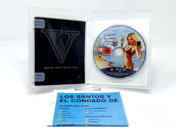 Interior del juego Grand Theft Auto V (ESP) (Con Mapa) para PlayStation 3 con disco y manual