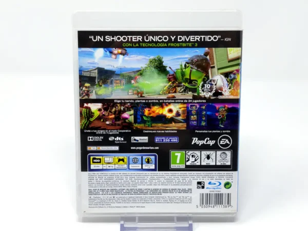 Parte trasera de Plants vs. Zombies: Garden Warfare (ESP) para PlayStation 3, edición PAL España