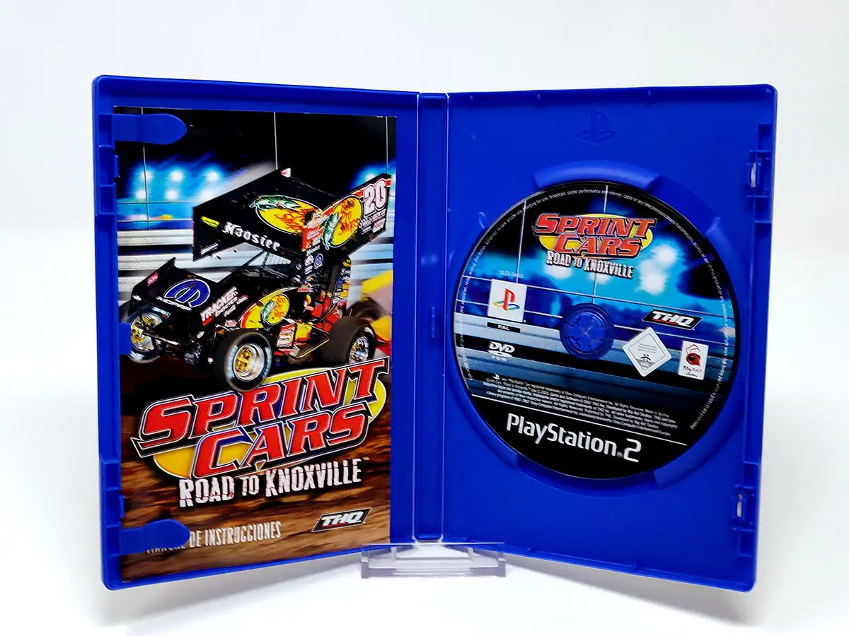 Interior del juego Sprint Cars: Road to Knoxville (ESP) para PlayStation 2 con disco y manual