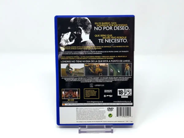 Parte trasera de The Getaway: Black Monday (ESP) (Promo) para PlayStation 2, edición PAL España