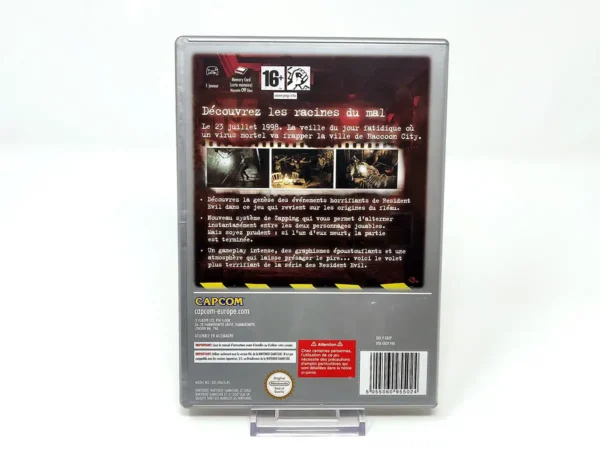 Parte trasera de Resident Evil: Zero (FRA) para Nintendo GameCube, edición PAL Francia