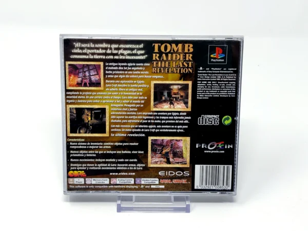 Parte trasera de Tomb Raider: The Last Revelation (ESP) para PlayStation 1, edición PAL España
