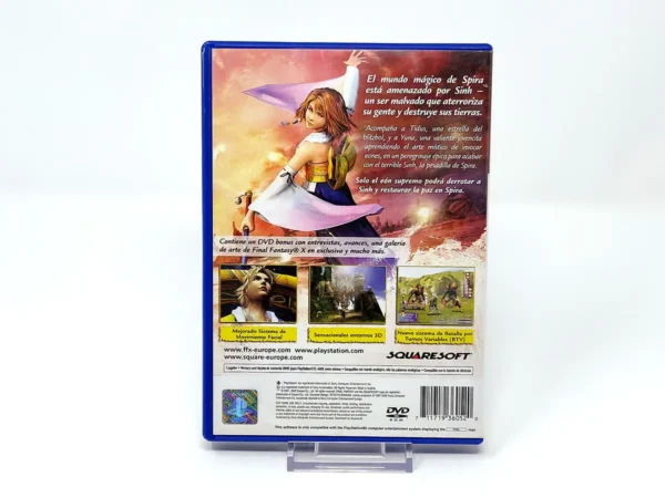 Parte trasera de Final Fantasy X (ESP) para PlayStation 2, edición PAL España