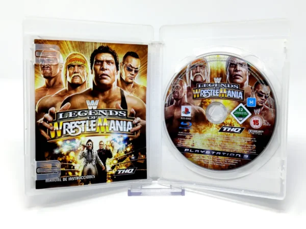 Interior del juego WWE Legends of WrestleMania (ESP) para PlayStation 3 con disco y manual