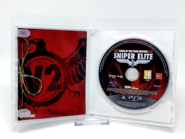 Interior del juego Sniper Elite V2: Game of the Year Edition (ESP) para PlayStation 3 con disco y manual