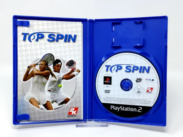 Interior del juego Top Spin (ESP) para PlayStation 2 con disco y manual