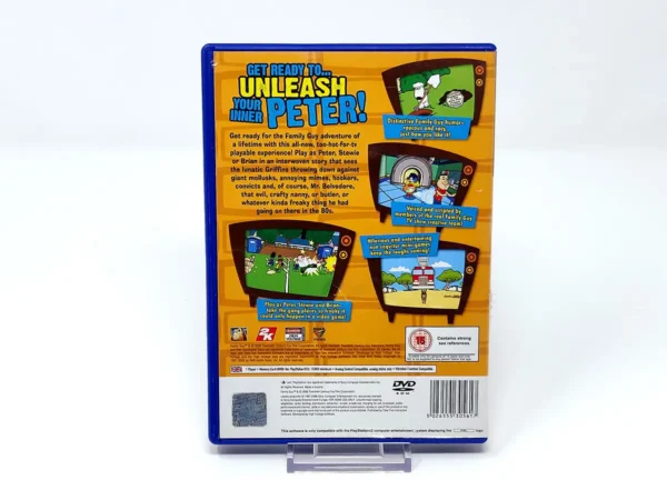 Parte trasera de Family Guy Video Game! (UK) para PlayStation 2, edición PAL UK