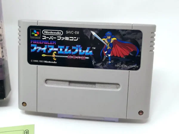 Lateral de la caja de Fire Emblem: Monshou no Nazo (JAP) para Nintendo SNES