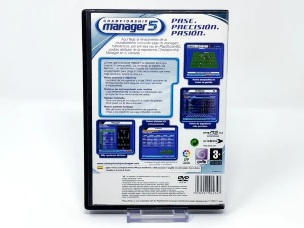 Parte trasera de Championship Manager 5 (ESP) (Rebajado) para PlayStation 2, edición PAL España