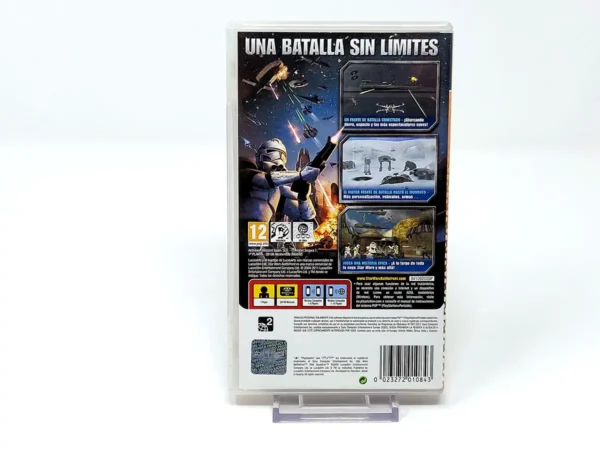 Parte trasera de Star Wars Battlefront: Elite Squadron (ESP) (Essentials) para PSP, edición PAL España