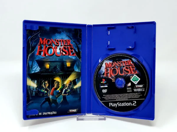 Interior del juego Monster House (POR) para PlayStation 2 con disco y manual