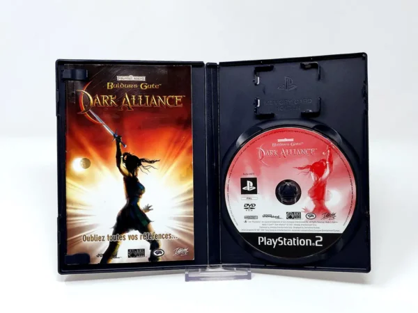 Interior del juego Baldur's Gate: Dark Alliance (FRA) para PlayStation 2 con disco y manual