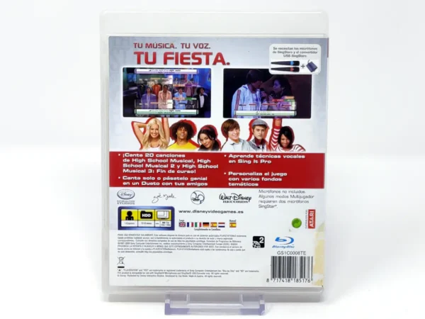 Parte trasera de Disney Sing It: High School Musical 3: Fin de curso (ESP) (Rebajado) para PlayStation 3, edición PAL España