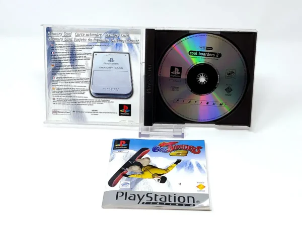 Interior del juego Cool Boarders 2 (ESP) (Platinum) para PlayStation 1 con disco y manual
