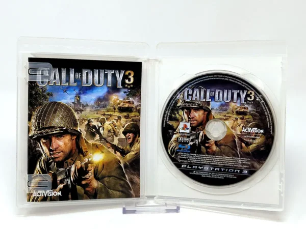 Interior del juego Call of Duty 3 (ESP) para PlayStation 3 con disco y manual